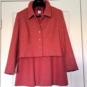 Kenzo Paris Suit Jacket Mini Skirt Set Lingonberry Wool Vintage 90s Size 42